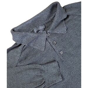 ANHTOLOGY Long‎ Sleeve Polo Shirt Men's 2XL BLACK, Silk BUTTON